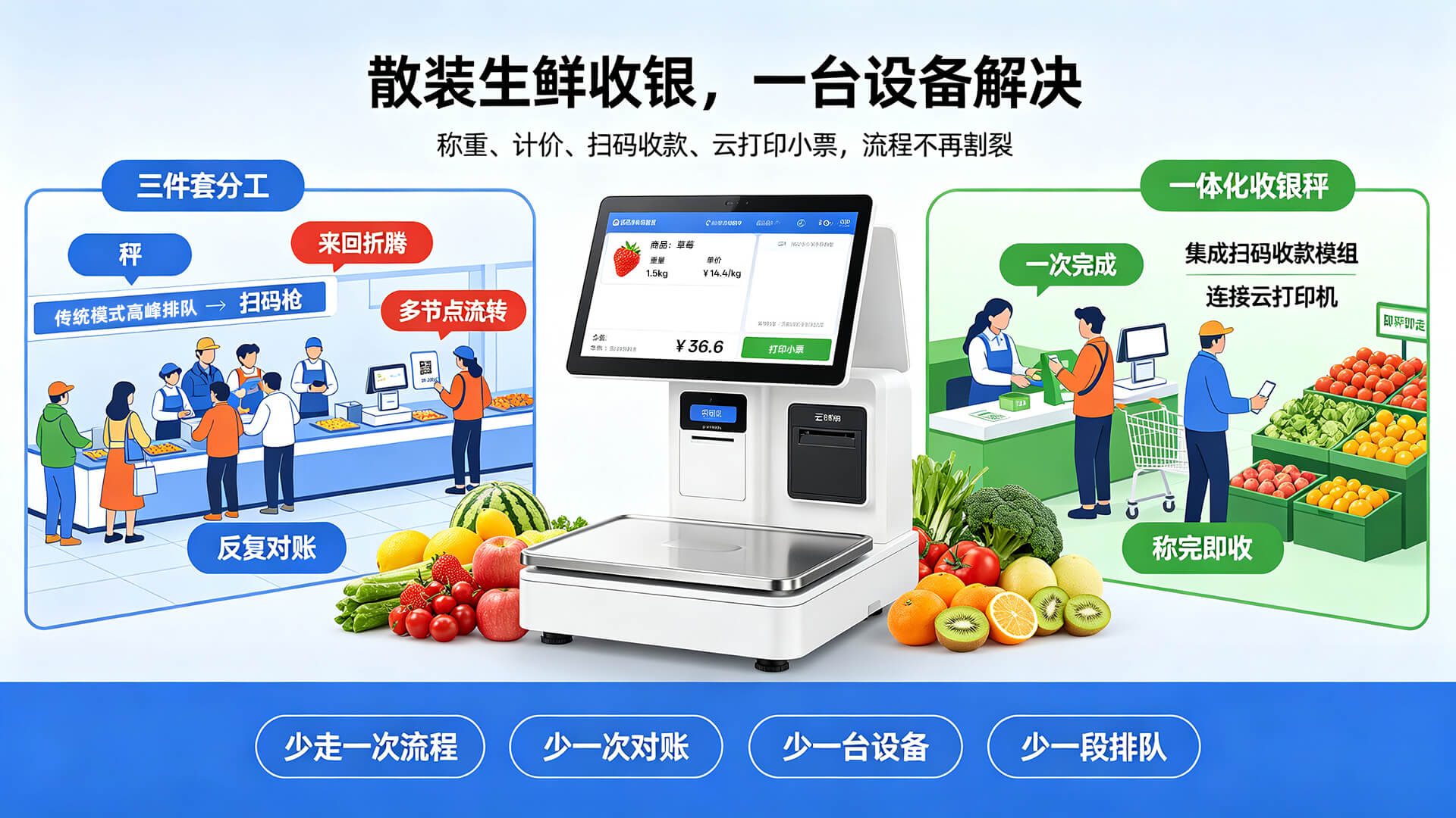 扫码收银电子秤是什么？从"称重收银一体"到物联网架构全解析